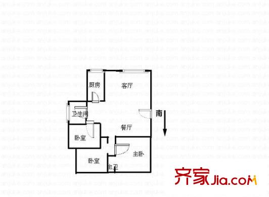 鑫湘佳園戶型圖3室2廳2衛(wèi)1廚  戶型圖 3室2廳2衛(wèi)1廚