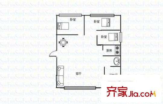 鑫湘佳園戶型圖3室2廳2衛(wèi)1廚  戶型圖 3室2廳2衛(wèi)1廚