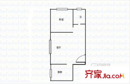 泉塘小區(qū)戶型圖1室1廳1衛(wèi)1廚 戶型圖 1室1廳1衛(wèi)1廚