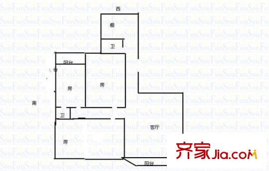 新華聯(lián)家園戶型圖3室2廳2衛(wèi)1廚  戶型圖 3室2廳2衛(wèi)1廚