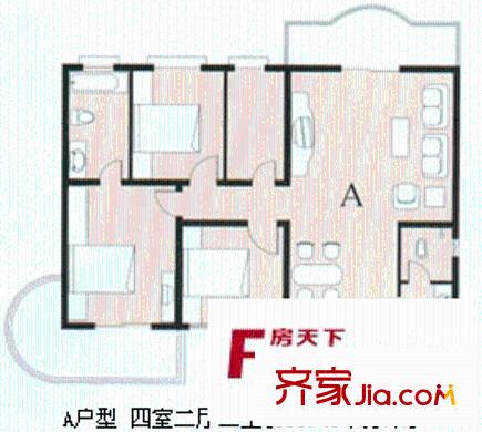新華聯(lián)家園戶型圖4室2廳2衛(wèi)1廚