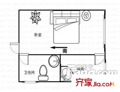 左岸右岸戶型圖1室0廳1衛(wèi)1廚   戶型圖 1室1衛(wèi)1廚