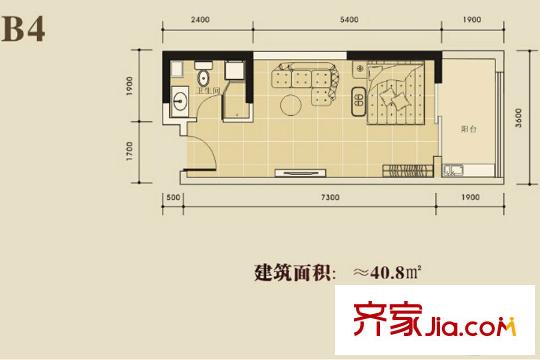 東塘瑞府B4戶型 1室2廳1衛(wèi)