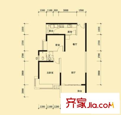 高升金典商務樓戶型圖2室2廳 戶型圖 2室2廳1衛(wèi)1廚