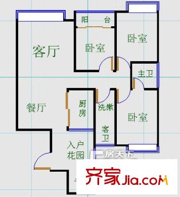 榮鑫家園戶型圖3室2廳 戶型圖 3室2廳2衛(wèi)1廚