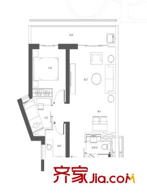 保利國際廣場B1戶型 2室2廳1衛(wèi)1廚