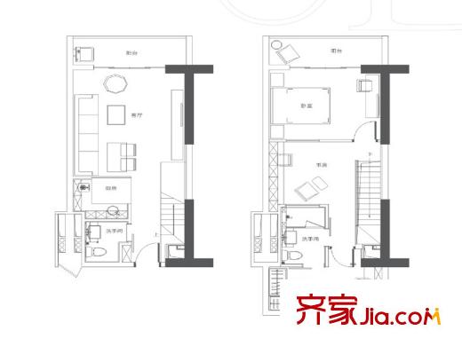 保利國際廣場E戶型 2室1廳2衛(wèi)1廚