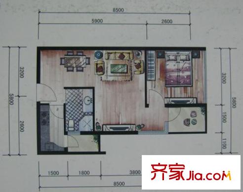 金領(lǐng)家族戶型圖1室1廳 戶型圖 1室1廳1衛(wèi)1廚