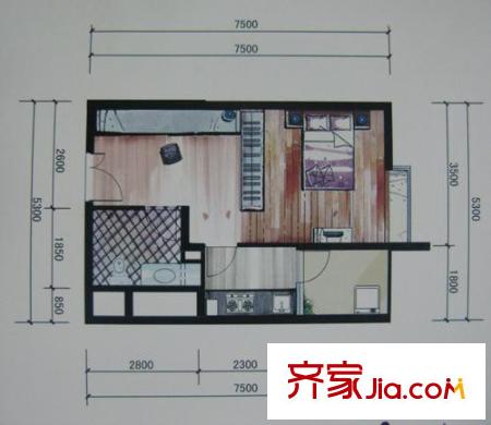 金領(lǐng)家族戶型圖1室1廳 戶型圖 1室1廳1衛(wèi)1廚