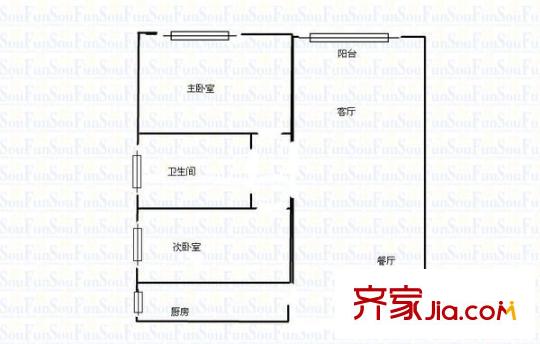 圣力華苑戶(hù)型圖2室2廳1衛(wèi)1廚  戶(hù)型圖 2室2廳1衛(wèi)1廚