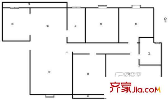 圣力華苑戶(hù)型圖4室2廳 戶(hù)型圖 4室2廳2衛(wèi)1廚