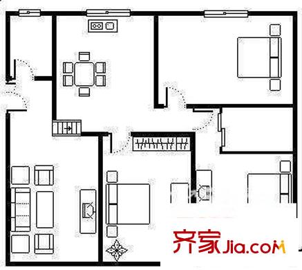 香樟雅郡戶型圖3室2廳 戶型圖 3室2廳2衛(wèi)1廚