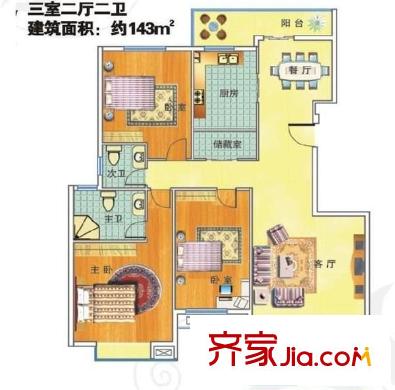 香樟雅郡戶型圖4室2廳 戶型圖 4室2廳2衛(wèi)1廚