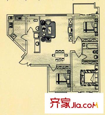 香樟雅郡戶型圖一期戶型圖 3室2廳2衛(wèi)