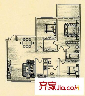 香樟雅郡戶型圖一期戶型圖 3室2廳2衛(wèi)