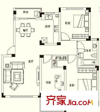 香樟雅郡戶型圖3室2廳 戶型圖 3室2廳2衛(wèi)1廚