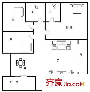 望興景園戶型圖3室2廳2衛(wèi)1廚  戶型圖 3室2廳2衛(wèi)1廚