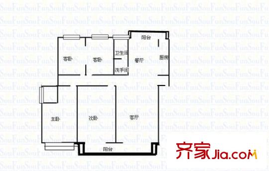聯(lián)通小區(qū)戶型圖4室2廳 戶型圖 4室2廳1衛(wèi)1廚
