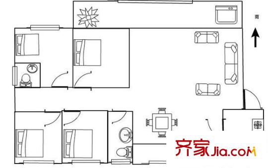 湘林小區(qū)戶型圖4室2廳 戶型圖 4室2廳2衛(wèi)1廚