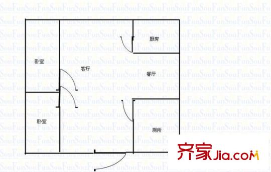 泉塘小區(qū)戶型圖2室2廳1衛(wèi)1廚  戶型圖 2室2廳1衛(wèi)1廚