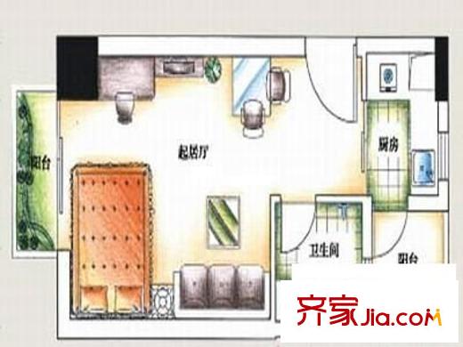 長(zhǎng)坡社區(qū)戶(hù)型圖1室1廳1衛(wèi)1廚  戶(hù)型圖 1室1廳1衛(wèi)1廚