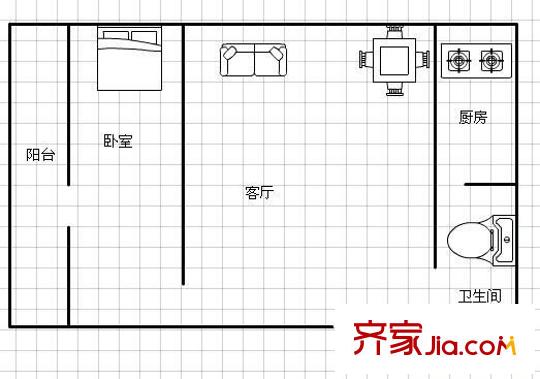 金帆小區(qū)戶型圖1室1廳1衛(wèi)1廚  戶型圖 1室1廳1衛(wèi)1廚