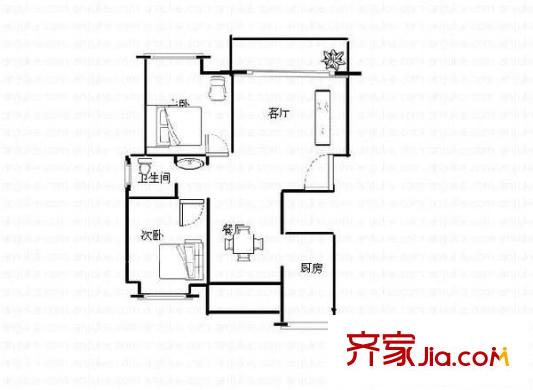 廣泰家園戶型圖兩室兩廳一廚一衛(wèi) 2室2廳