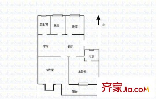 廣泰家園戶型圖三室一廳一廚一衛(wèi) 3室2廳2衛(wèi)1廚