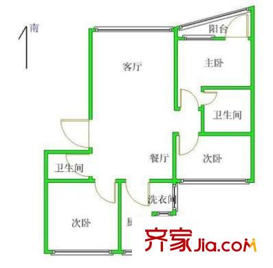 新華聯(lián)家園戶型圖3室2廳2衛(wèi)1廚 戶型圖 3室2廳2衛(wèi)1廚