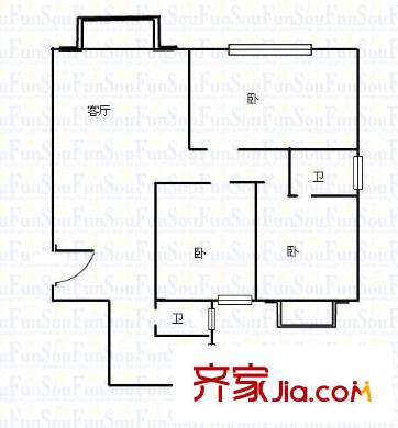 新華聯(lián)家園戶型圖3室2廳2衛(wèi)1廚 戶型圖 3室2廳2衛(wèi)1廚