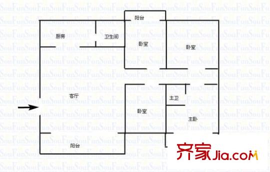 新華聯(lián)家園戶型圖4室2廳2衛(wèi)1廚  戶型圖 4室2廳2衛(wèi)1廚