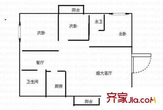 高升金典商務樓戶型圖3室2廳2衛(wèi)1廚 戶型圖 3室2廳2衛(wèi)1廚