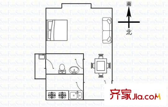 高升金典商務樓戶型圖1室1廳1衛(wèi)1廚 戶型圖 1室1廳1衛(wèi)1廚
