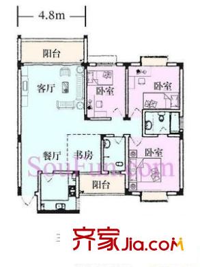 翡翠林居戶型圖5室1廳1衛(wèi)1廚  戶型圖 5室1廳1衛(wèi)1廚