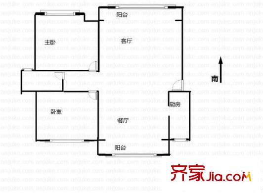 碧桂園藍(lán)天花語 2室 戶型圖