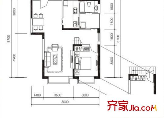 愿景童話里戶型圖2室2廳 戶型圖 2室2廳1衛(wèi)1廚