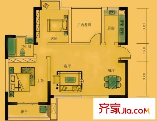 愿景童話里戶型圖2室2廳 戶型圖 2室2廳1衛(wèi)1廚