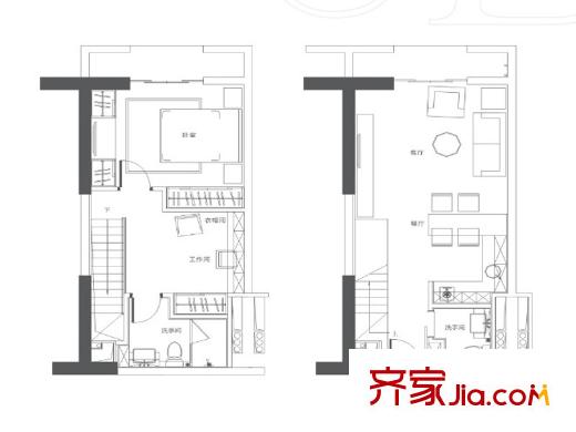 保利國際廣場F戶型 2室1廳2衛(wèi)1廚