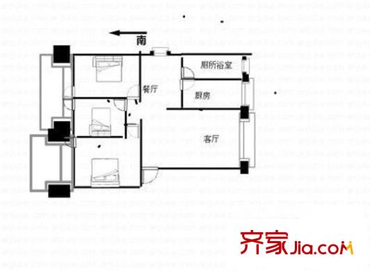 中星苑戶型圖3室2廳 戶型圖 3室2廳1衛(wèi)1廚