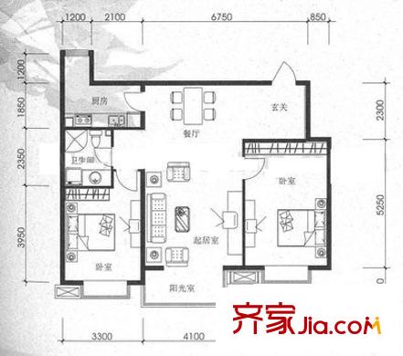 楚天家園戶型圖2室2廳1衛(wèi)1廚  戶型圖 2室2廳1衛(wèi)1廚
