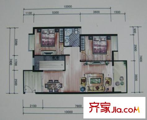 金領(lǐng)家族戶型圖2房2廳 戶型圖 2室2廳1衛(wèi)