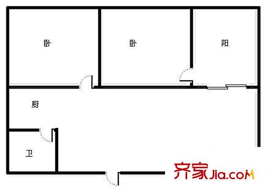 圣力華苑戶(hù)型圖2室1廳1衛(wèi)1廚  戶(hù)型圖 2室1廳1衛(wèi)1廚