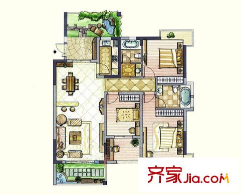 星城榮域戶型圖3室2廳 戶型圖 3室2廳2衛(wèi)