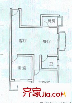 金帆小區(qū)戶型圖2室2廳1衛(wèi)1廚
