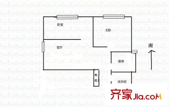 廣泰家園戶型圖兩室一廳一廚一衛(wèi) 2室1廳1衛(wèi)1廚