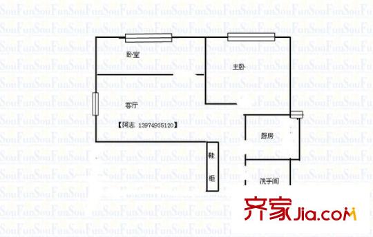 廣泰家園戶型圖兩室一廳一廚一衛(wèi) 2室1廳1衛(wèi)1廚
