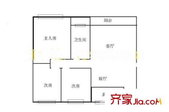 翡翠林居戶型圖3室2廳2衛(wèi)1廚  戶型圖 3室2廳2衛(wèi)1廚