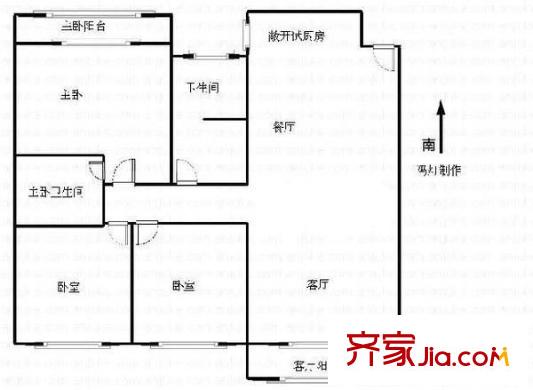 湘繡城戶型圖3室2廳2衛(wèi)1廚  戶型圖 3室2廳2衛(wèi)1廚
