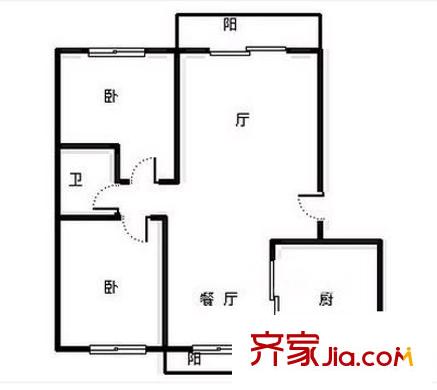 碧桂園藍(lán)天花語 2室 戶型圖