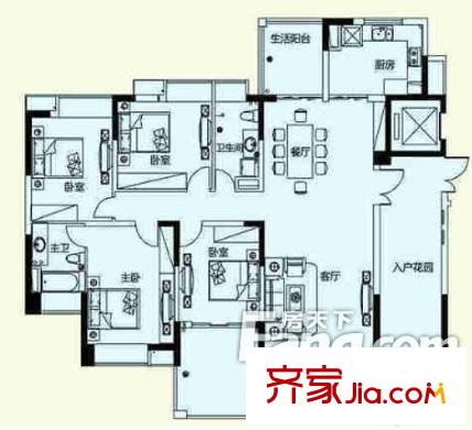 歸心苑戶型圖4室2廳2衛(wèi)1廚 戶型圖 4室2廳2衛(wèi)1廚